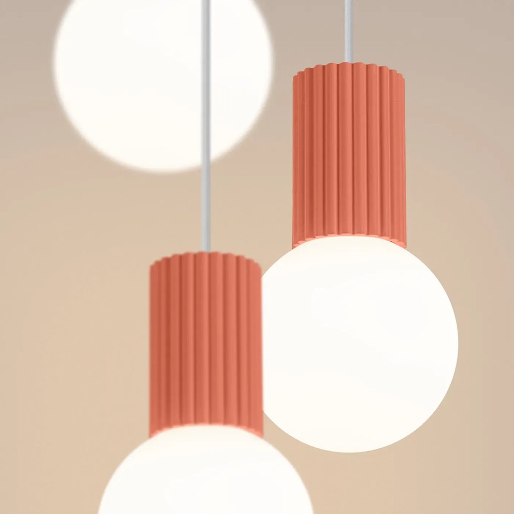 Lampa wisząca HALO 3P brzoskwiniowa ryflowana SOLLUX  LIGHTING