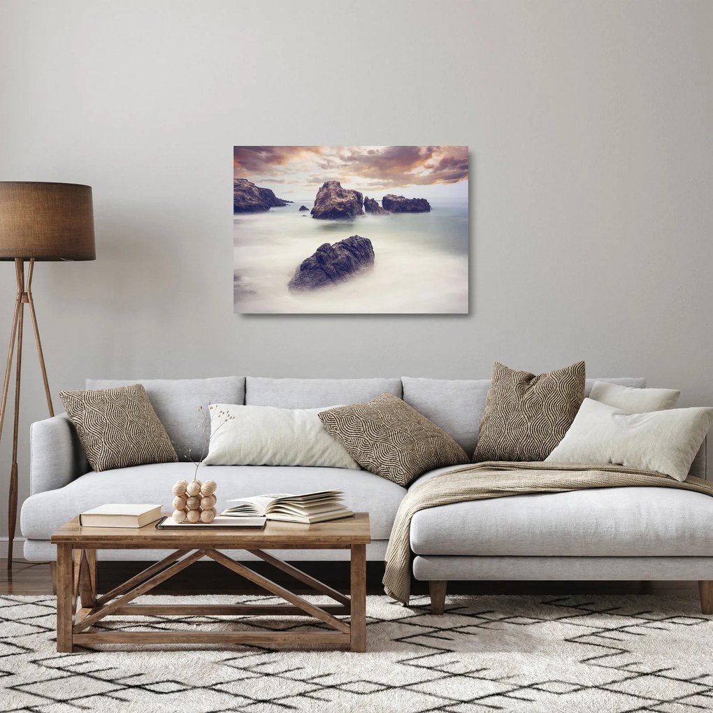 Obraz na szkle - klify we mgle (70x50 cm)