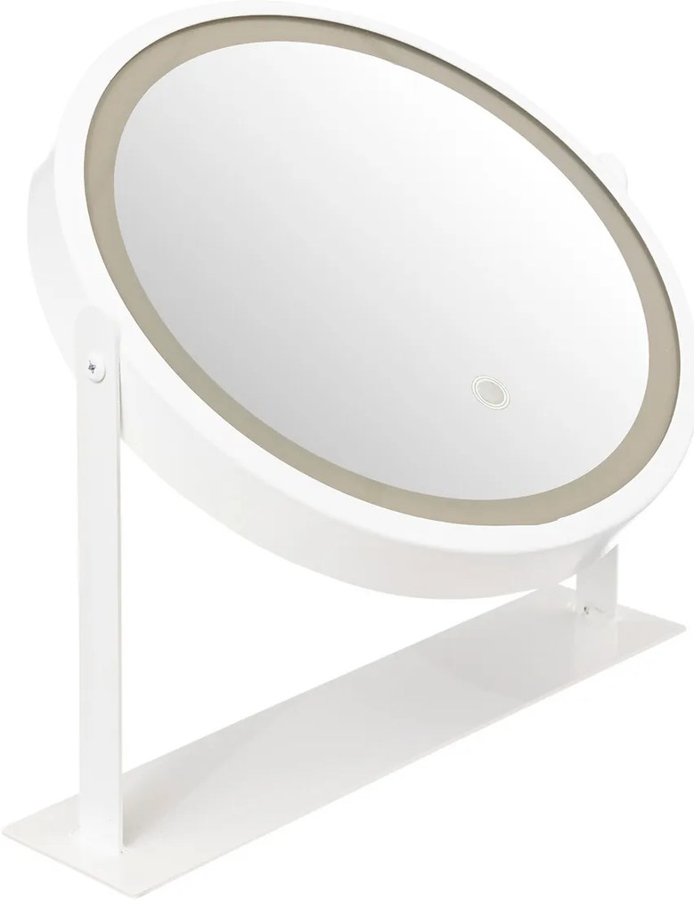 Lusterko kosmetyczne z podświetleniem LED, białe, Ø 34 cm
