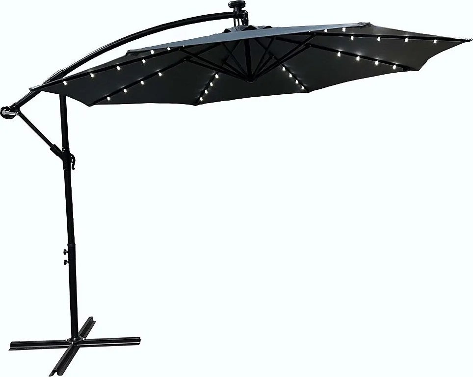 Parasol ogrodowy MILIN ciemnoszary z oświetleniem LED Waga 12,7 kg Wymiary 300x300x245 cm