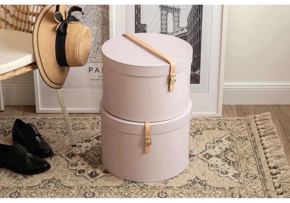 Jasnoróżowe kartonowe pojemniki zestaw 2 szt. z pokrywką ø 37,5x25 cm Rut Restore Paper Laminate – Bigso