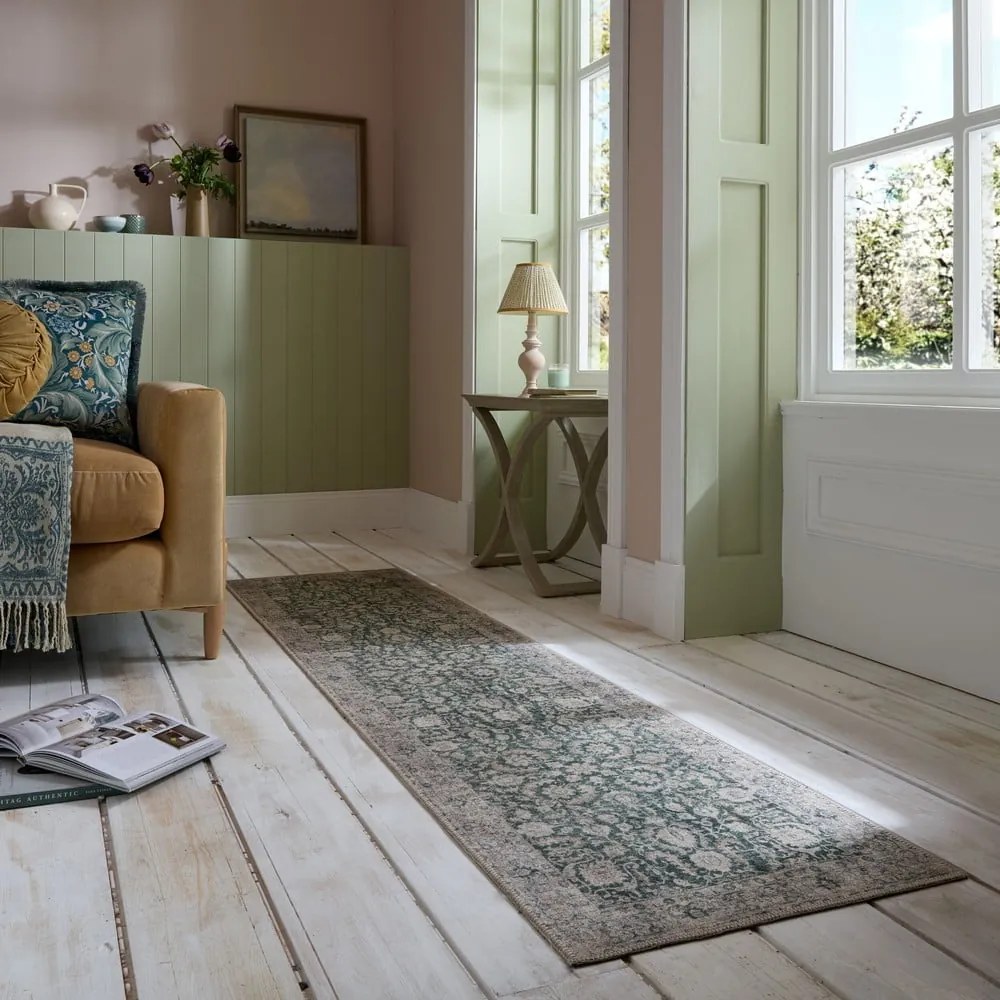 Zielony chodnik odpowiedni do prania 60x230 cm Beau Floral – Flair Rugs