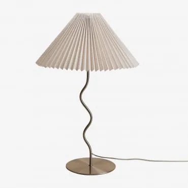 Lampa Stołowa Z Żelaza I Lnu Siliema Szary Nikiel Szczotkowany - Sklum