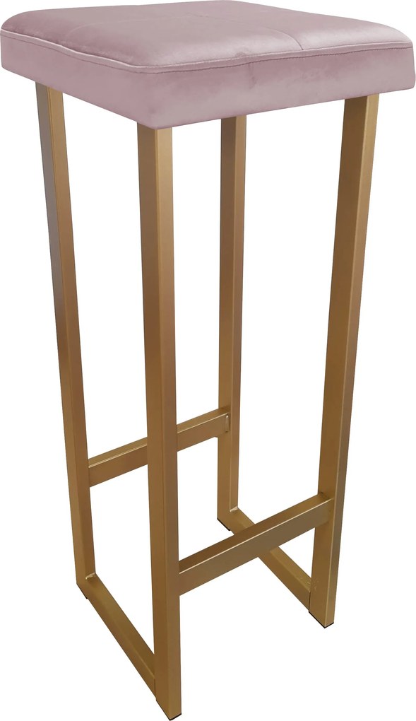 Hoker ALEX krzesło barowe tkanina Welur podstawa metalowa : Kolor Stelaża - Złoty, Kolor tkaniny - VELVET - MG55, Wysokość - 90 cm