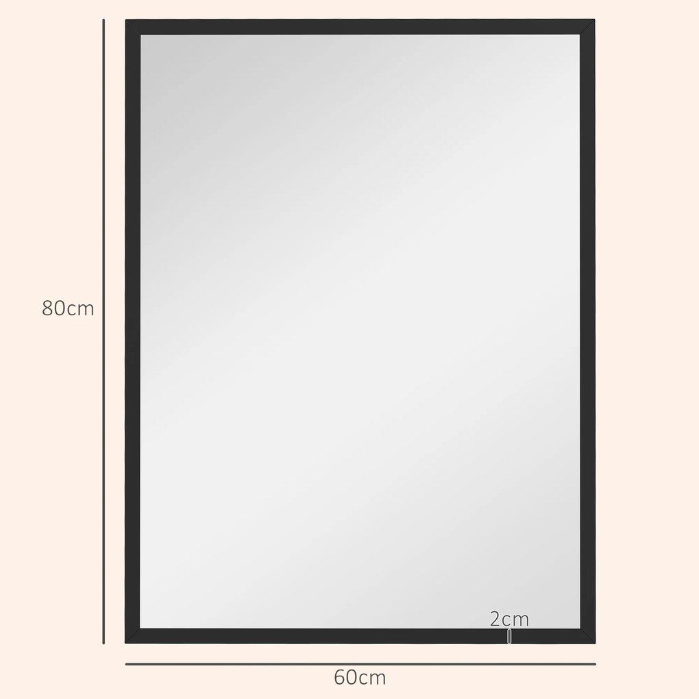 HOMCOM Lustro ścienne, 60 x 80 cm, rama w imitacji drewna, łatwy montaż, w komplecie śruby | Aosom PL