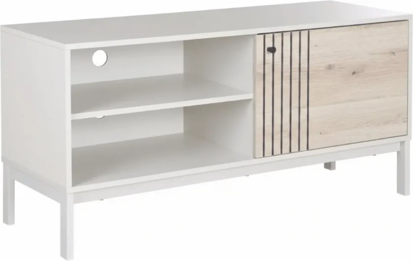 Stolik TV FROST 120x40 cm biały, dekor dąb alpejski