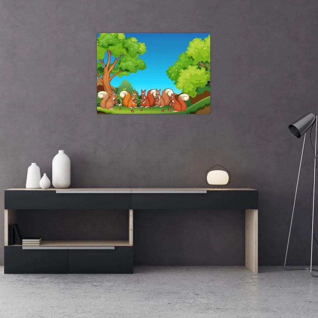 Obraz - Wesołe wiewiórki (70x50 cm)