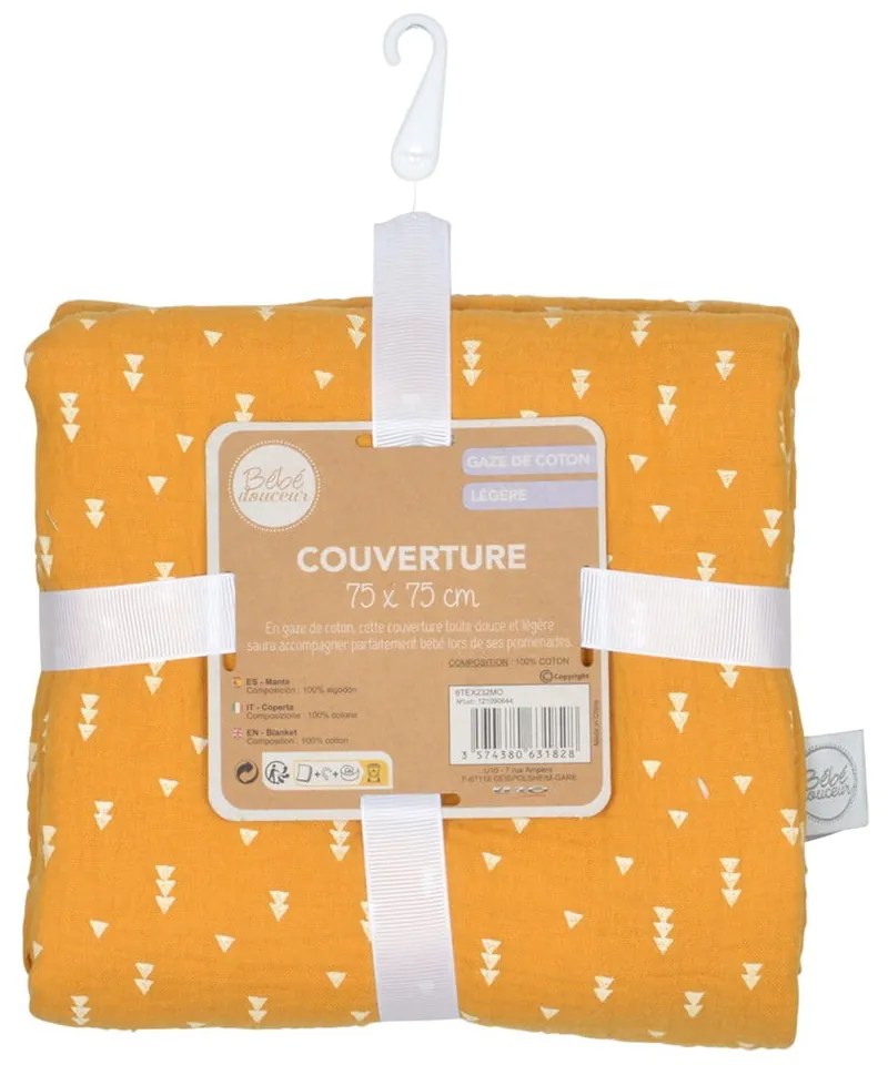 Żółty muślinowy koc dziecięcy 75x75 cm – Bébé Douceur