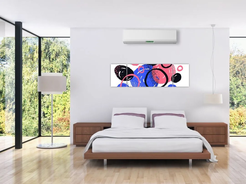 Obraz - Motyw z kółkami w żywych kolorach (170x50 cm)