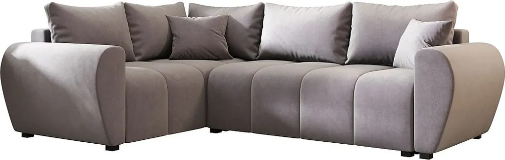 BEDANTE narożnik MOLISA L PLUS Itaka 50 lewa szary z funkcją spania sofa w kształcie litery L z pojemnikiem na pościel