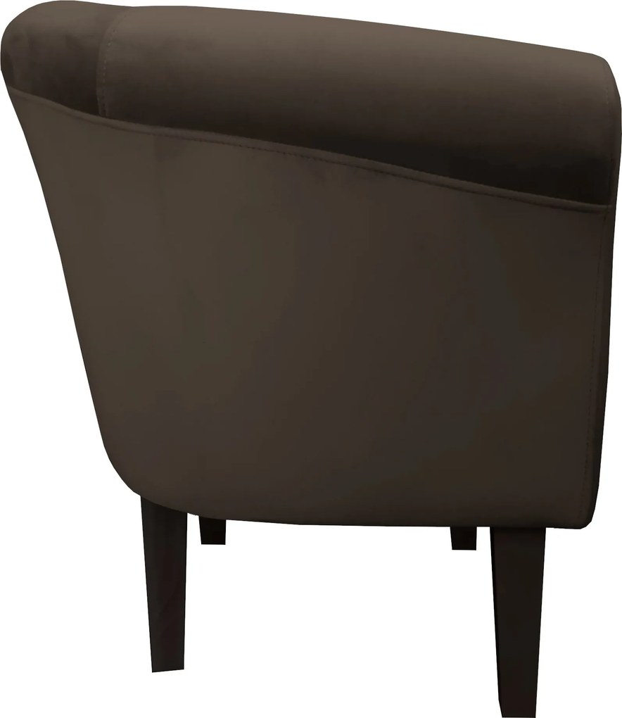 Fotel Milo tkanina Welur wygodny fotel tapicerowany do salonu i sypialni : Kolor nogi - Venge, Kolor tkaniny - VELVET - MG05, Wysokość nogi - 20 cm