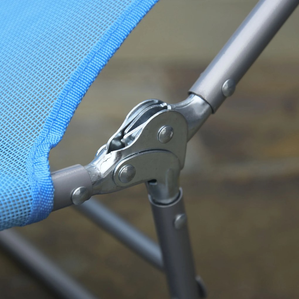 Outsunny Składany leżak ogrodowy z poduszką, 5-pozycyjne regulowane oparcie do 120 kg niebieski | Aosom PL