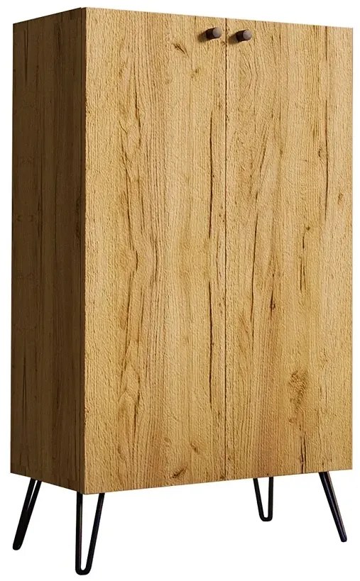 Wysoka komoda z półkami w stylu loft dąb craft D5-M60