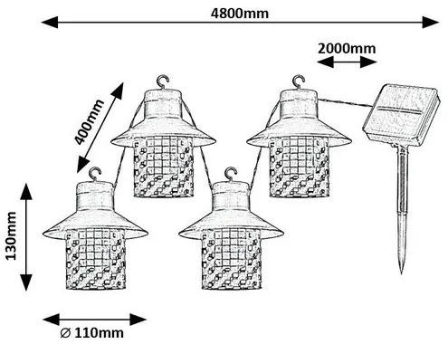Rabalux 77003 zewnętrzne solarne oświetlenie dekoracyjne Ximpu, latarenki