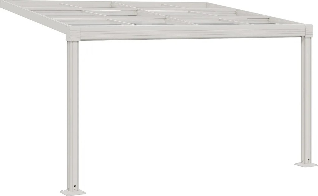 Pergola przyścienna aluminiowa z przesuwnym dachem - 12 m² - biała - IZEDA