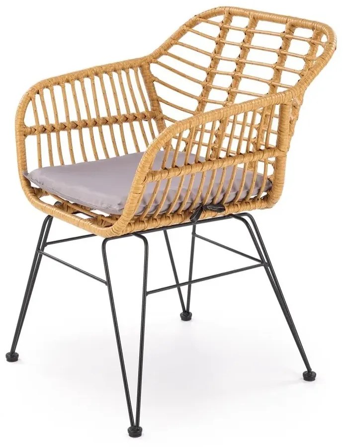Krzesło rattanowe K541 naturalne/szare HALMAR