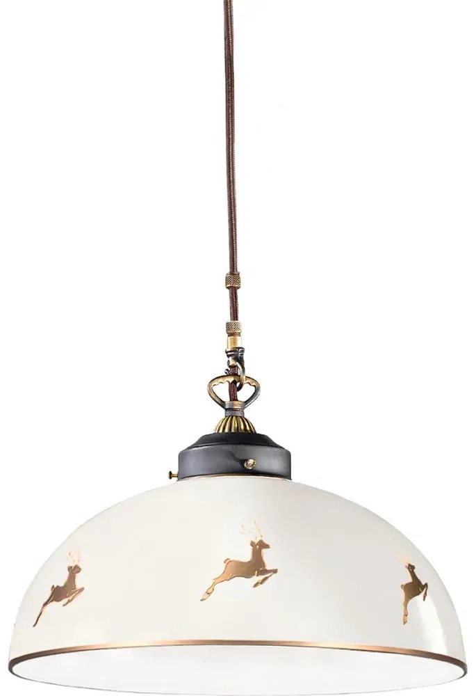 Kolarz 731.32.152 - Żyrandol na linkach NONNA 1xE27/75W/230V, śr. 36 cm, z porożem jelenia, wykończenie różowe złoto