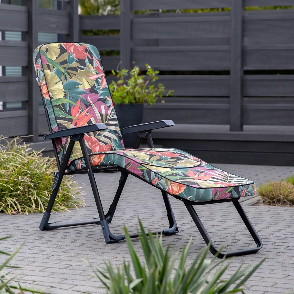 Leżak ogrodowy z podnóżkiem Modena Black Edition kwadrat G052-23IB PATIO