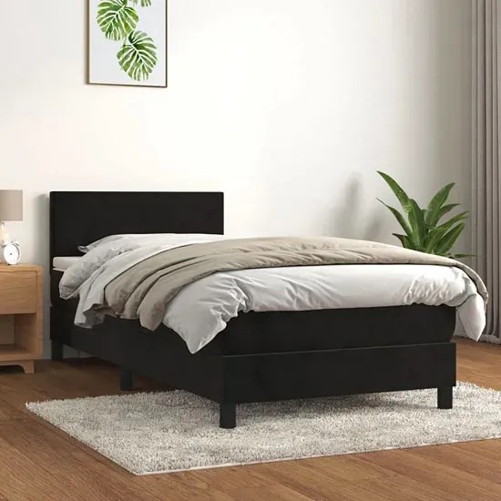 Kontynentalne czarne łóżko z materacem 90x200 - Lisila 3X