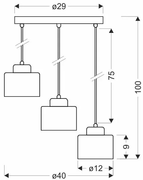Nowoczesna lampa wisząca z trzema kloszami - V129-Torini