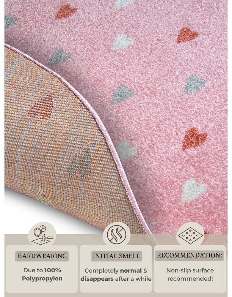 Różowy dywan dziecięcy ø 140 cm Little Hearts – Hanse Home