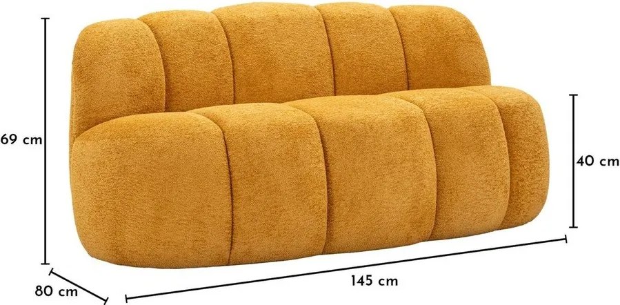 Musztardowa sofa z materiału bouclé 145 cm Ball – Mauro Ferretti