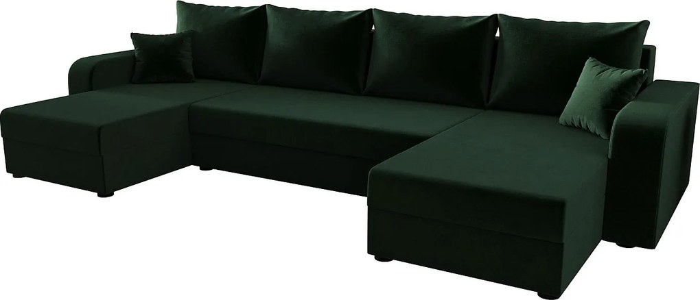 BEDANTE narożnik w kształcie U HEWLET U BIS Itaka 10 Dunkelgrün z funkcją spania sofa w kształcie litery U z pojemnikiem na pościel