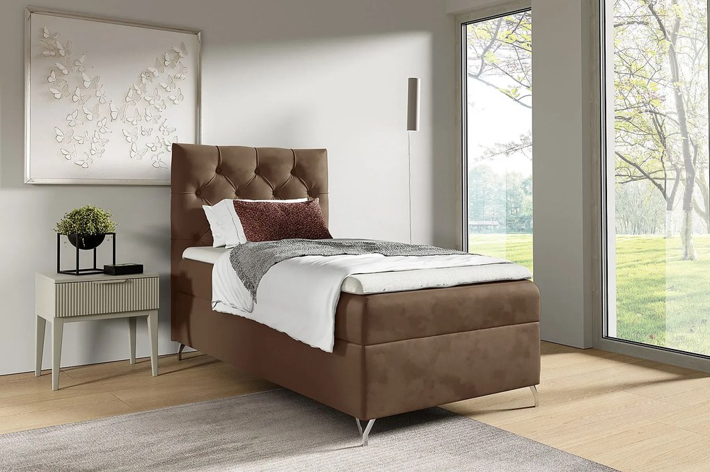 Brązowe łóżko kontynentalne z pikowaniem 3 rozmiary F5-F80