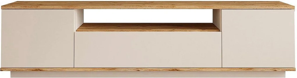 Szafka RTV 3-drzwiowa z 1 wnęką - Beżowy i naturalny - LOTULA