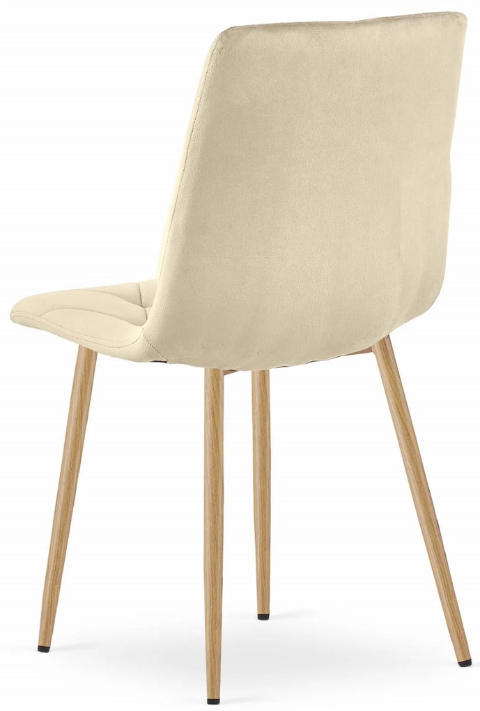 Jasnobeżowe aksamitne krzesło jadalniane LIBRA