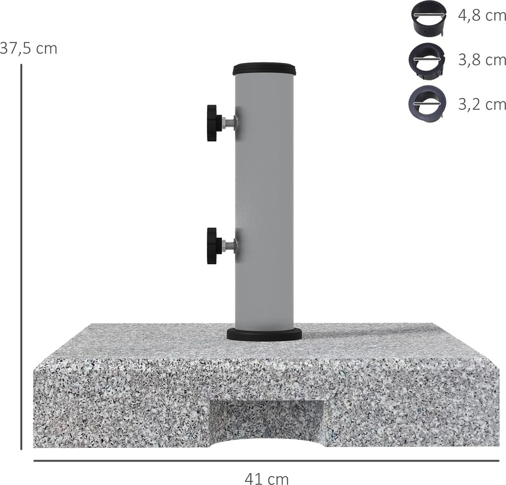 Outsunny Podstawa pod Parasol z Granitu, 28 kg, Koła, dla Masztów 32/38/48mm, Szary