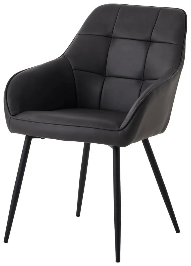 Ciemnoszare krzesła z imitacji skóry z podłokietnikami zestaw 2 szt. Nolan Square – Unique Furniture