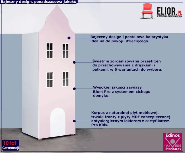 Różowa szafa domek G5-K04