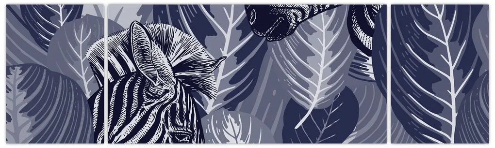 Obraz - Zebry wśród liści (170x50 cm)