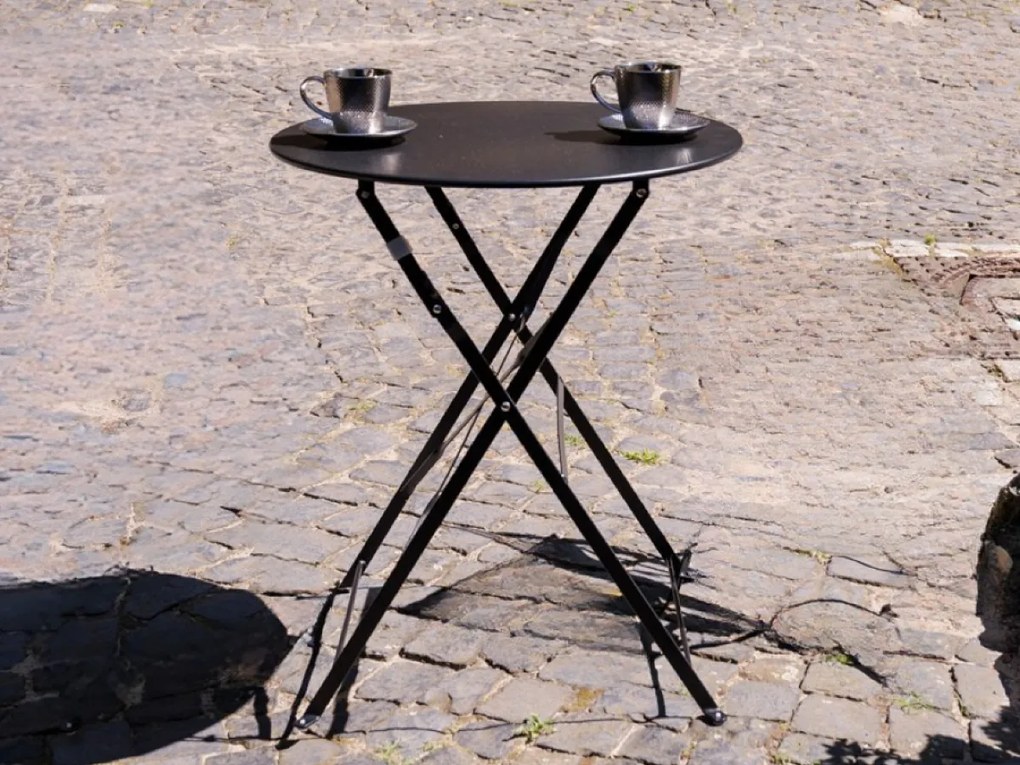 Okragły Stolik Ogrodowy składany Stalowy SEMPLICI Czarny