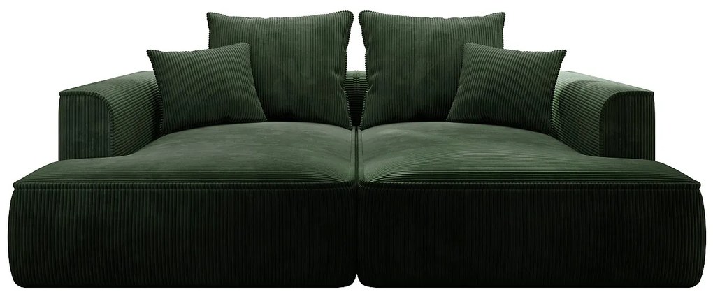 Kanapa 3-osobowa z głębokim siedziskiem z zielonego sztruksu - PINETA