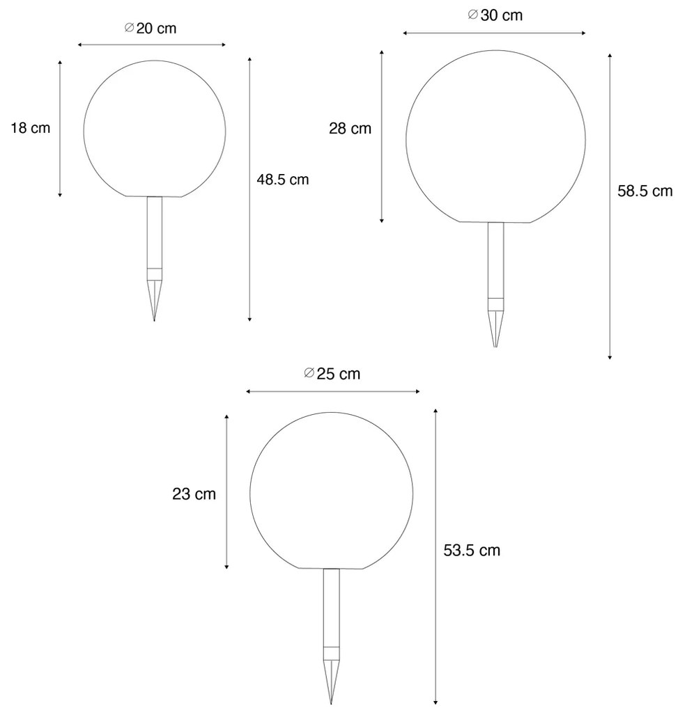 Zestaw 3 białych lamp podłogowych zewnętrznych z wbudowanymi diodami LED solarnymi IP44 - Ludger