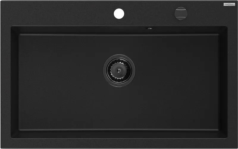 Mexen Elix zlewozmywak granitowy 1-komorowy 800 x 500 mm, czarny, syfon czarny - 6527801005-77-B