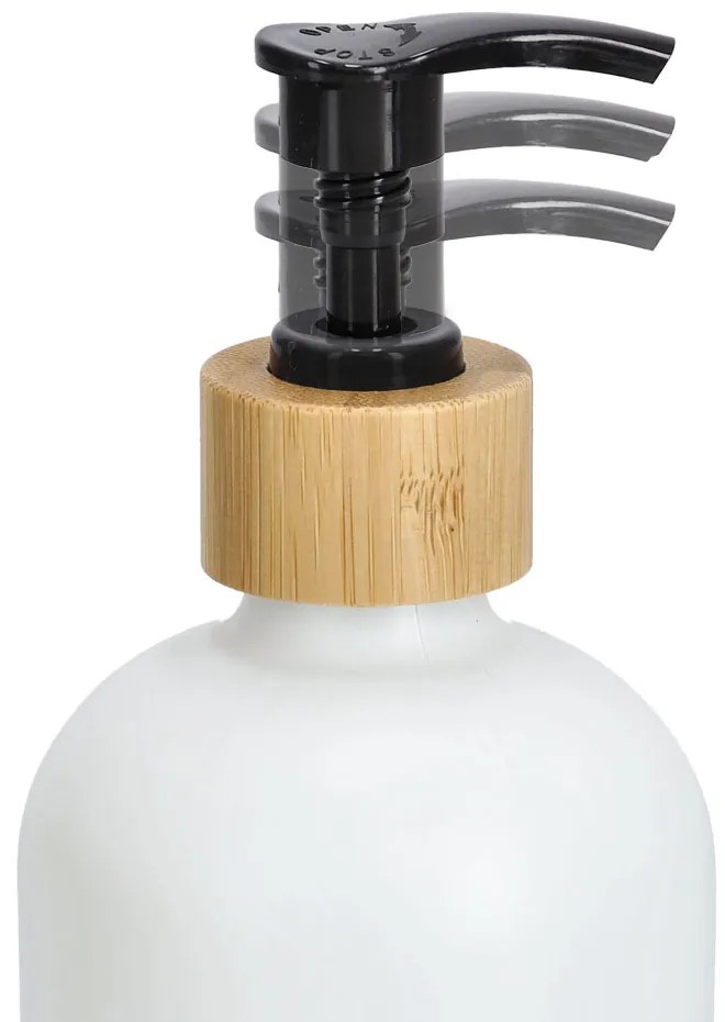 Zestaw dozowników na płyn i mydło z bambusową podstawką, 2 x 500 ml