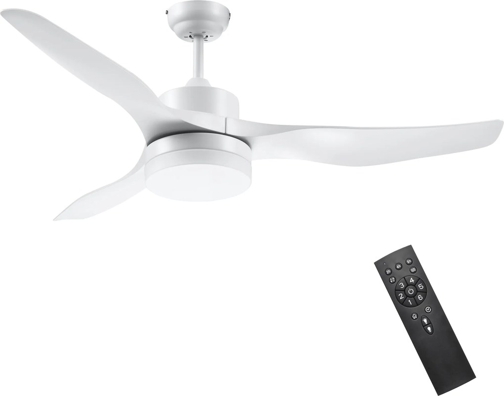 HOMCOM Wentylator sufitowy z oświetleniem LED, design 2 w 1, z timerem, pilotem, lampa sufitowa z wentylatorem, Biały