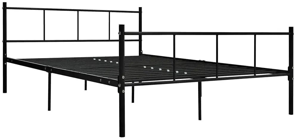 Czarne metalowe łóżko małżeńskie 140x200 cm - Kalea