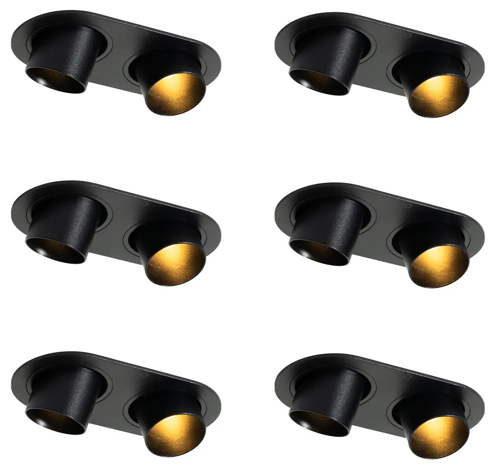 Zestaw 6 czarnych reflektorów wpuszczanych GU10 35 mm z możliwością przechylania 2-źródła światła - Installa