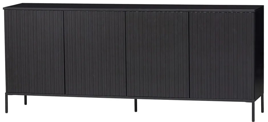 Czarna niska komoda z litego drewna sosnowego 200x85 cm Gravure – WOOOD