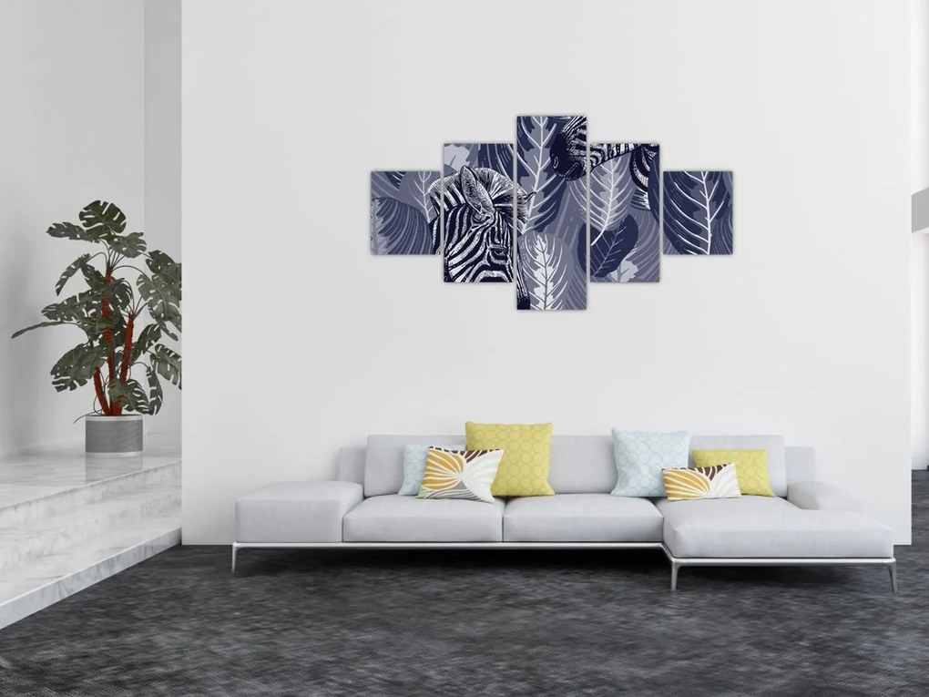 Obraz - Niebieskie zebry (125x70 cm)