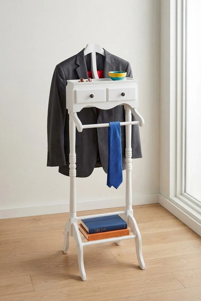 Drewniany Wieszak Biały Na Ubrania S5-E09