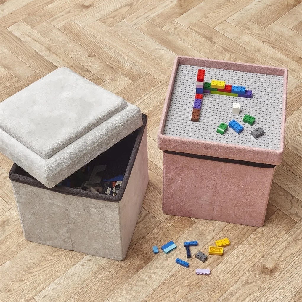 Składana pufa dziecięce z pojemnikiem na zabawki i planszą Lego Legina