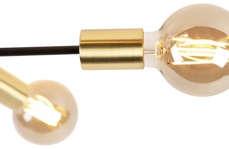 Industrialna lampa sufitowa czarna ze złotem 6 świateł - SydneyPrzemysłowy Oswietlenie wewnetrzne
