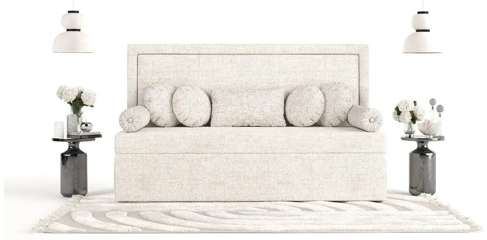 Kremowe tapicerowane łóżko jednoosobowe 90x200 cm Scala – Maison de Rêve