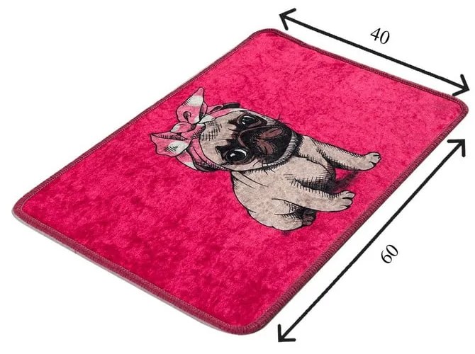 Różowy dywanik łazienkowy 40x60 cm Pink Pug – Foutastic