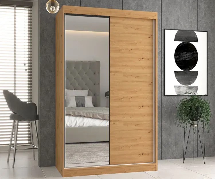 Nowoczesna garderoba z drzwiami przesuwnymi dąb artisan H2-G95